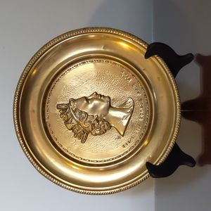 Queen Elizabeth brass coronation wall plaque